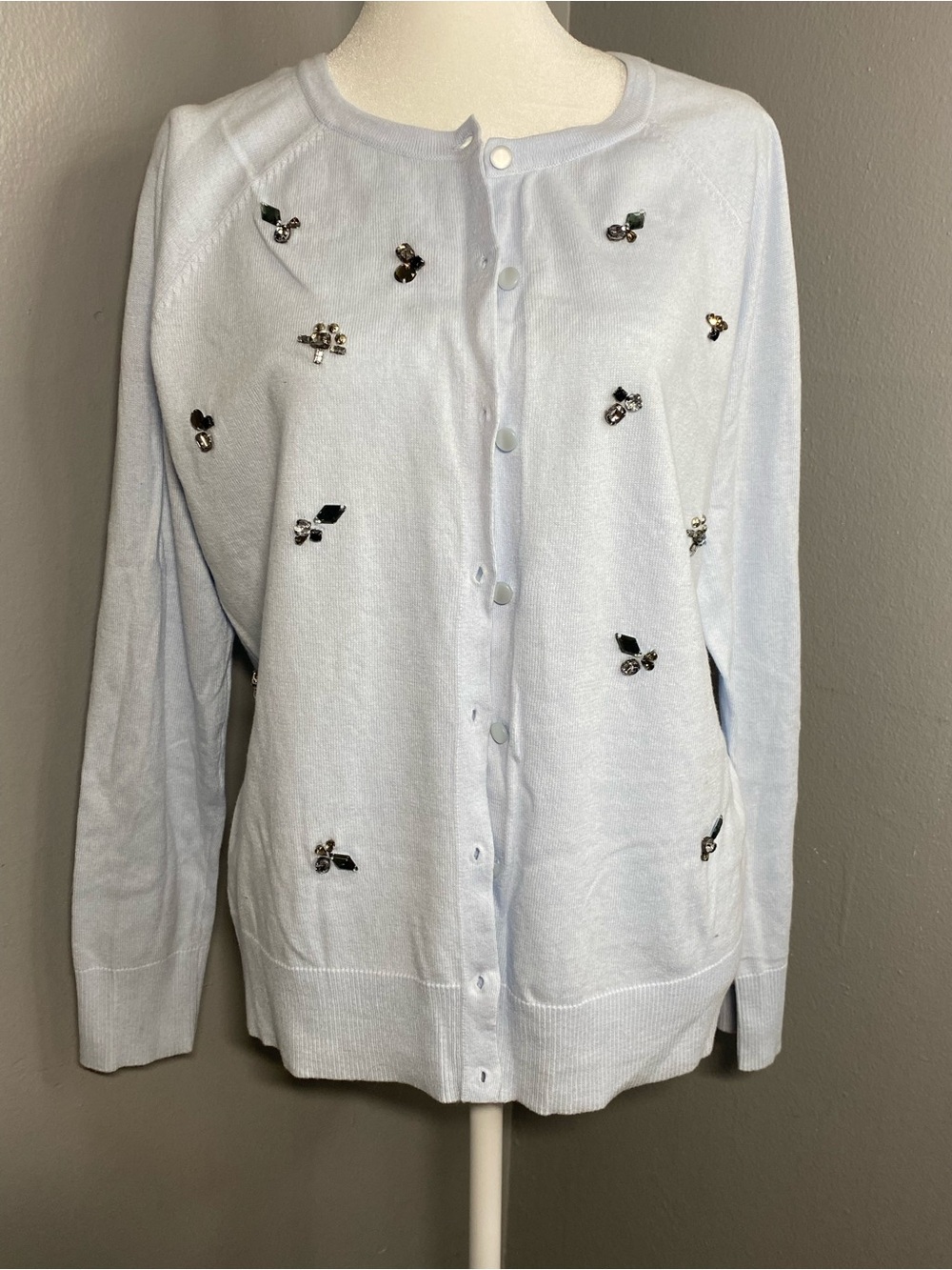 Merona- Light Blue Embellished Button-Up Women’s Cardigan